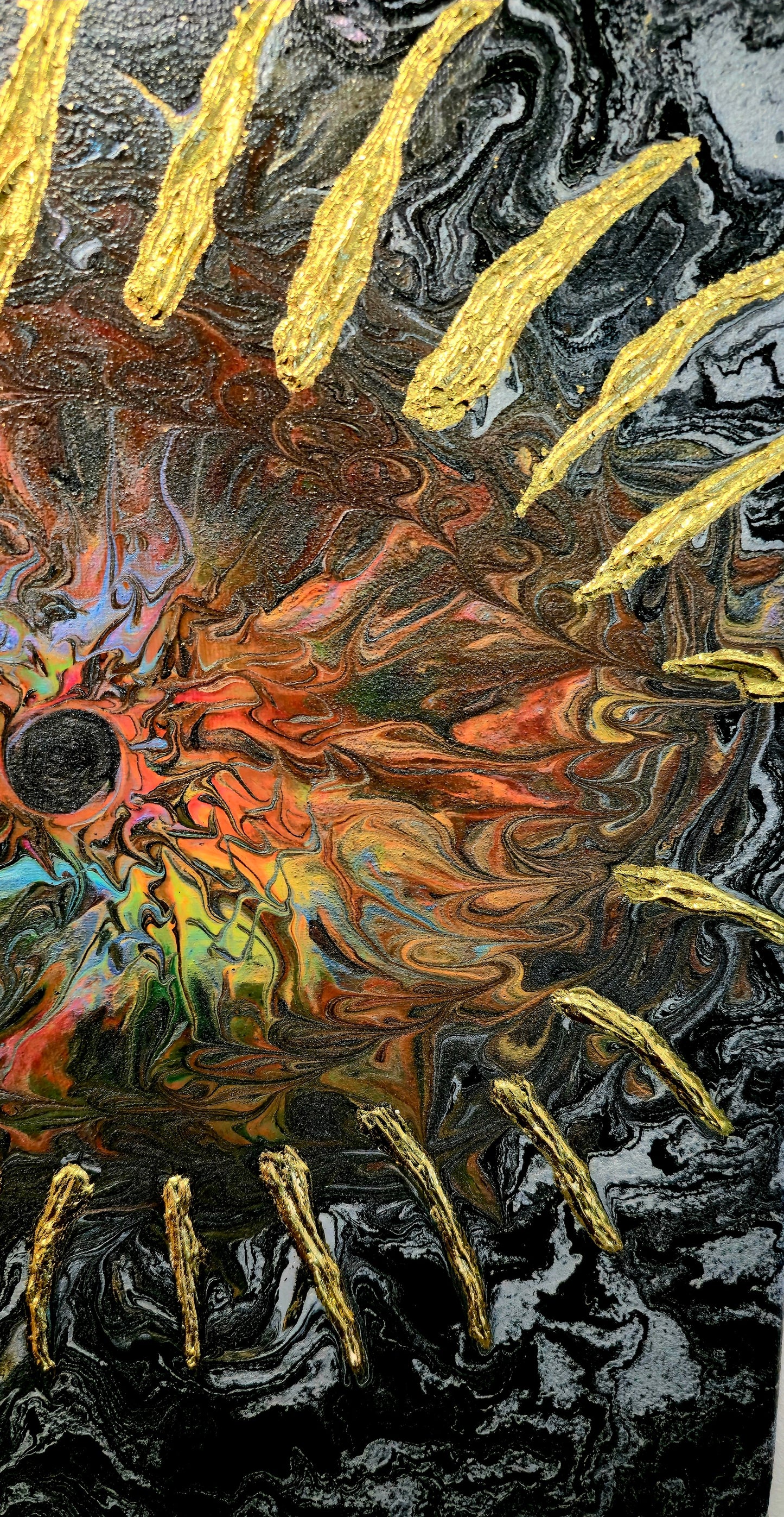 Oko Wszechświata – Obraz Abstrakcyjny Pouring Art 40x50 cm