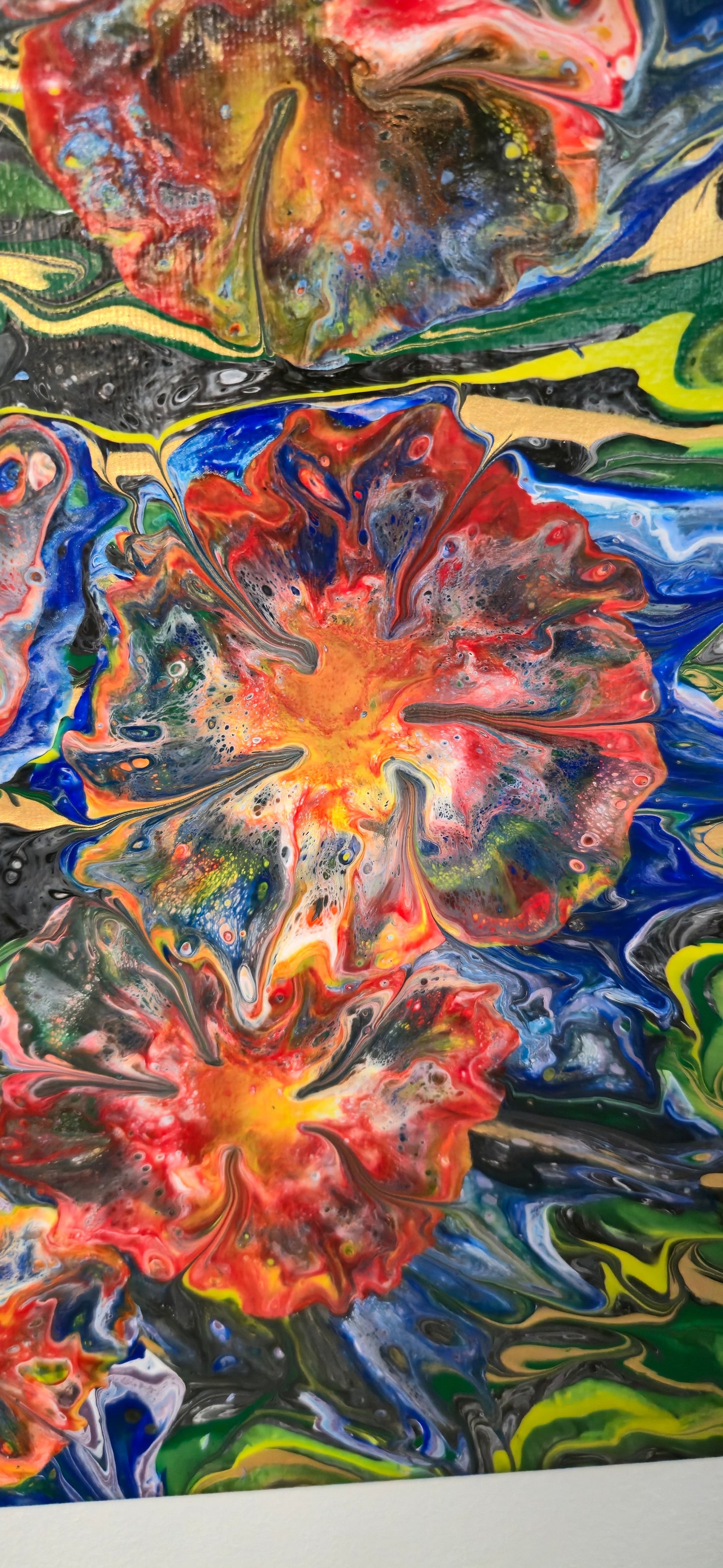 Ogród na Falach – Obraz Abstrakcyjny Pouring Art 40x50 cm