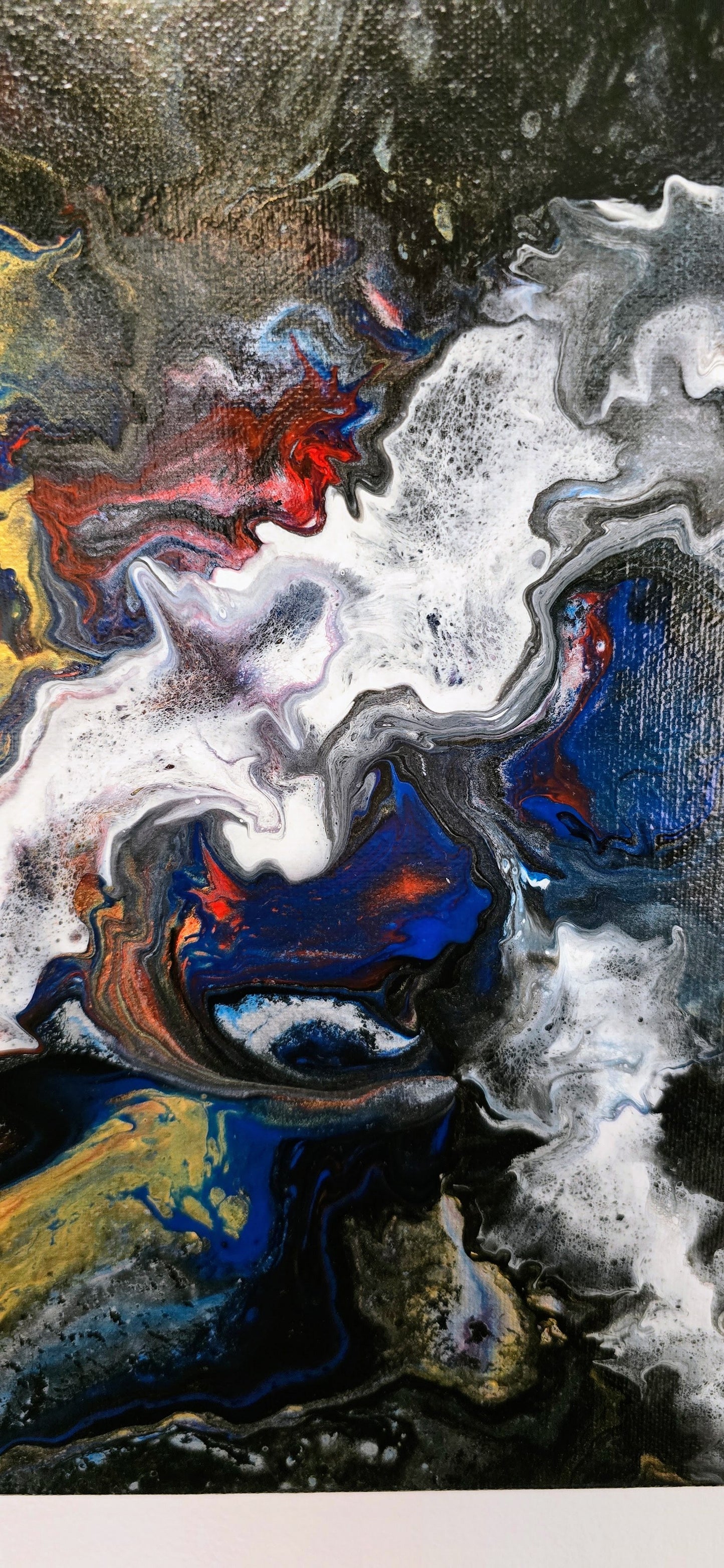 Zderzenie Galaktyk – Obraz Abstrakcyjny Pouring Art 40x50 cm