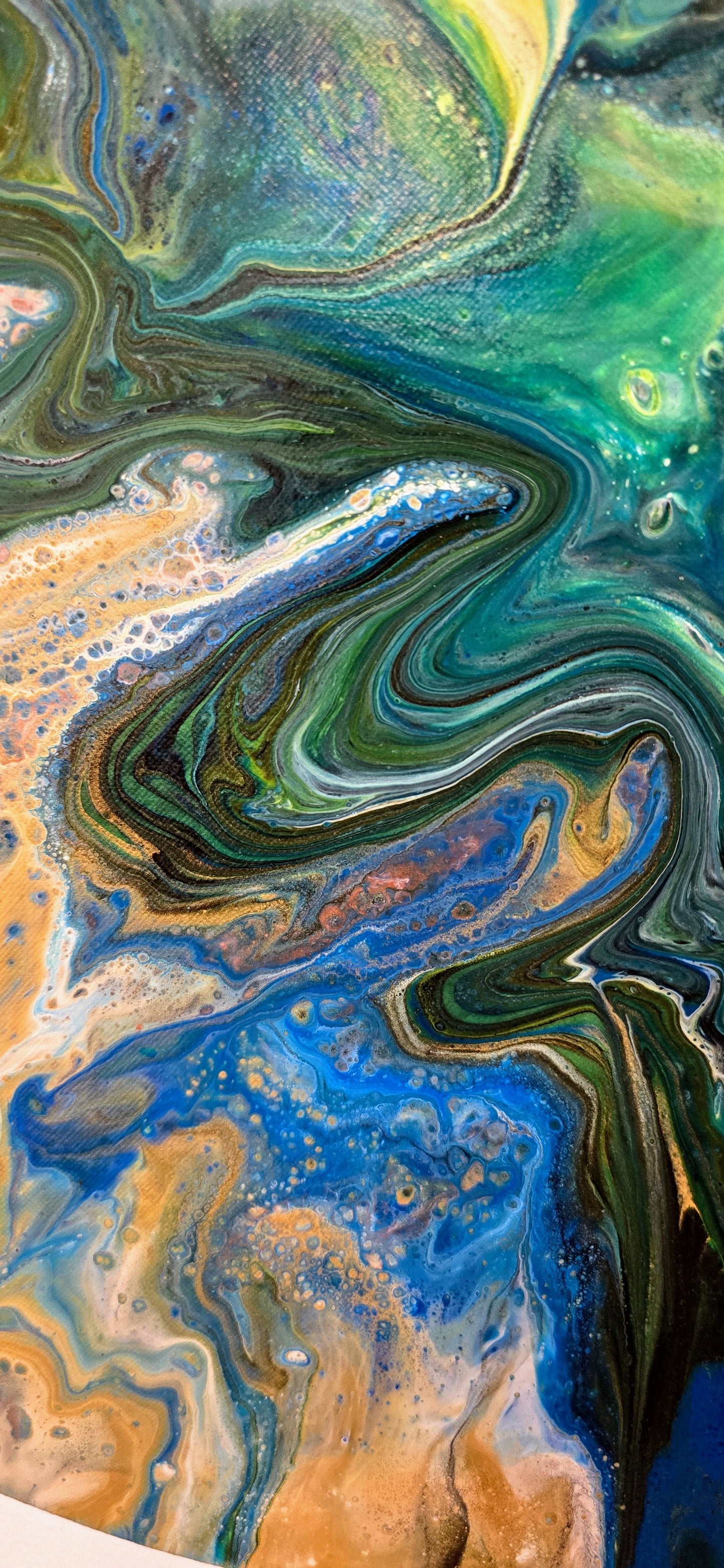 Planeta Ziemia – Okrągły Obraz Abstrakcyjny Pouring Art 50 cm