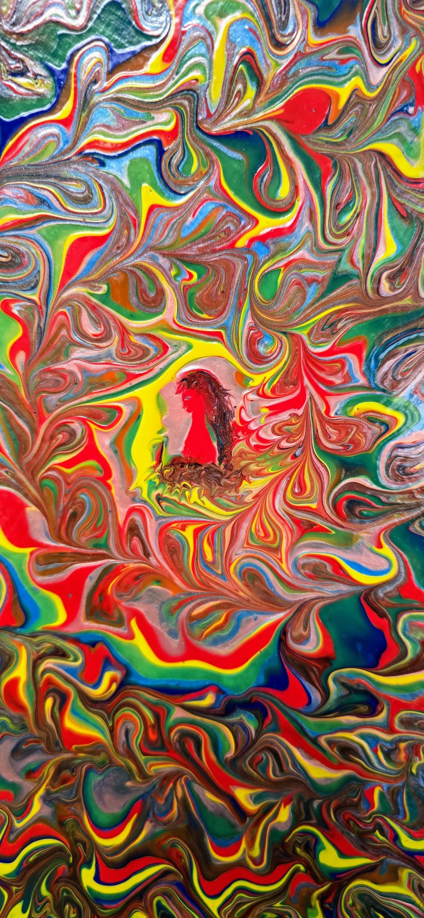 Moja Dakini – Okrągły Obraz Mixed Media Pouring Art 50 cm