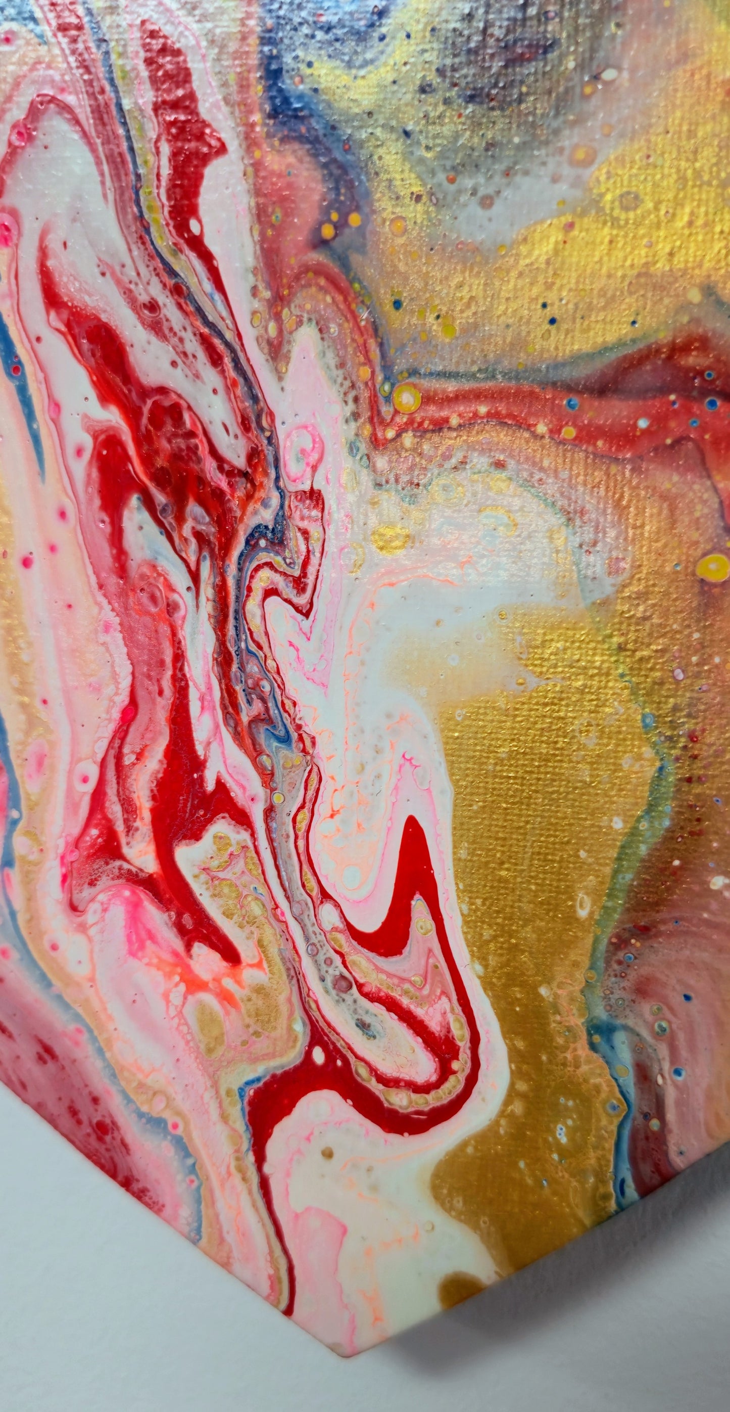 Różowa Mgławica – Obraz Abstrakcyjny Serce Pouring Art 30 cm