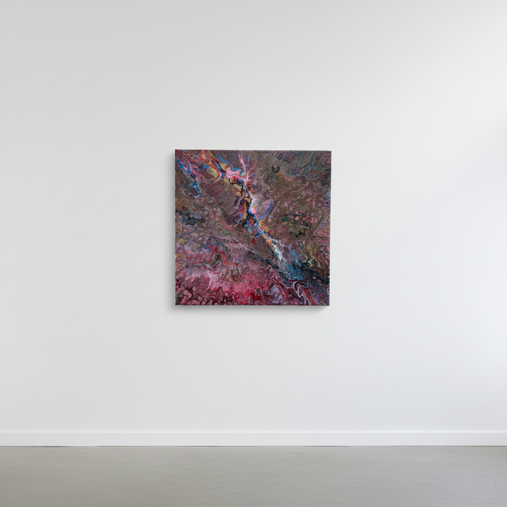 Energetic Symphony - Abstract Painting 50x50cm Pouring Art Multicolor