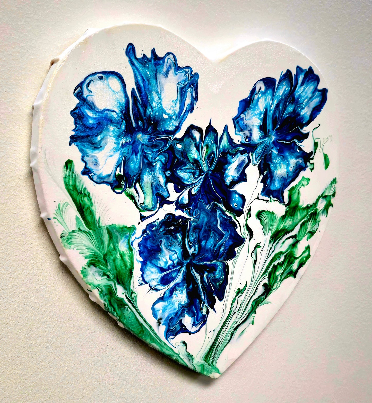 Błękitny Ogród – Obraz Abstrakcyjny Pouring Art (30cm)