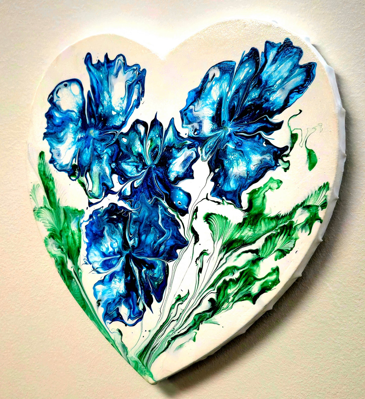 Błękitny Ogród – Obraz Abstrakcyjny Pouring Art (30cm)