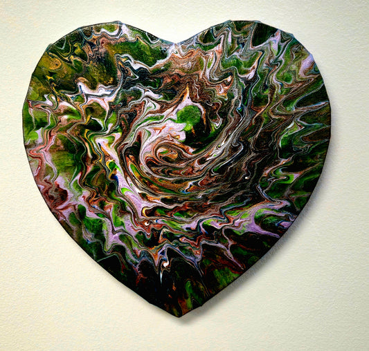 Leśna Symfonia – Obraz Abstrakcyjny Pouring Art (30cm)