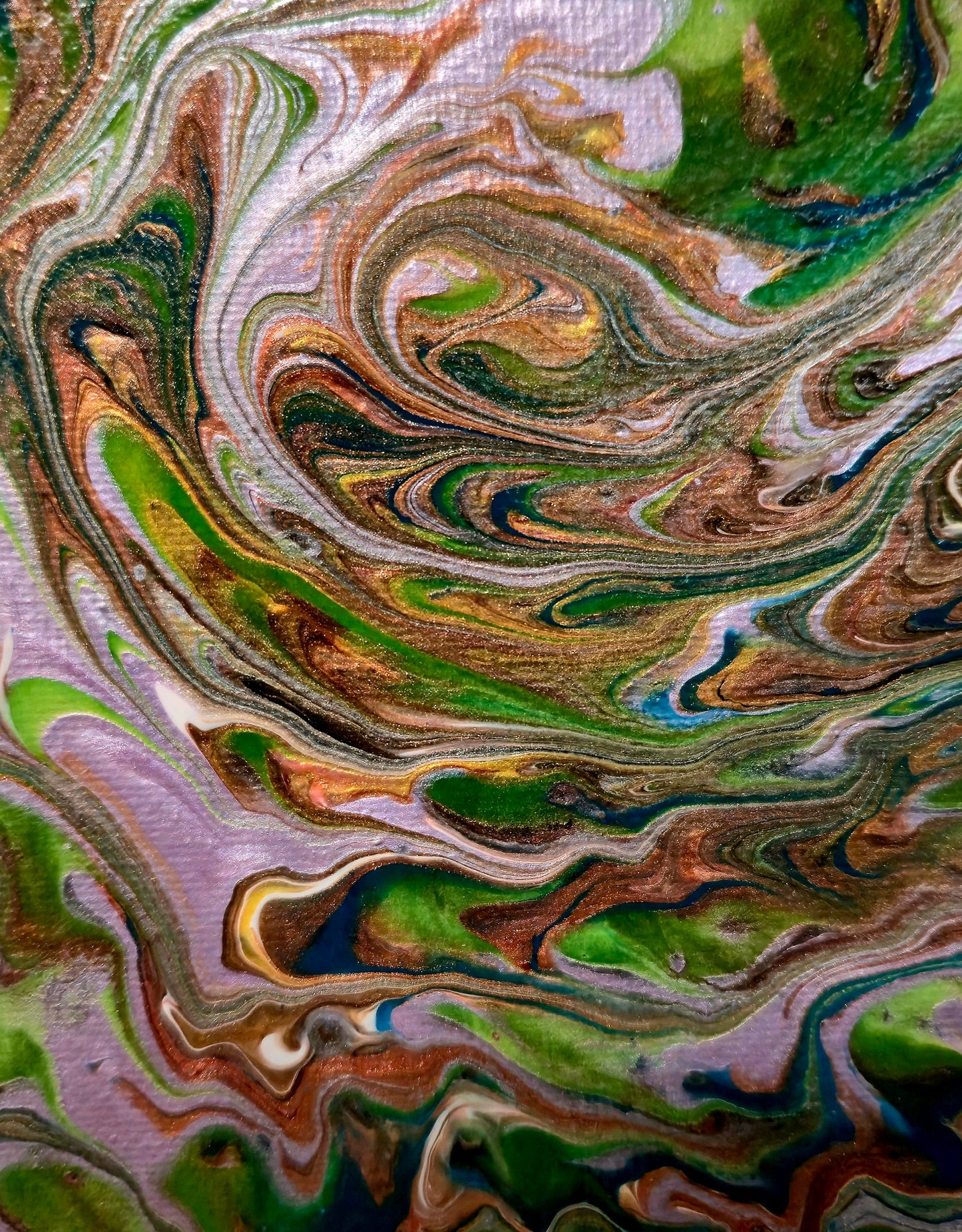 Leśna Symfonia – Obraz Abstrakcyjny Pouring Art (30cm)