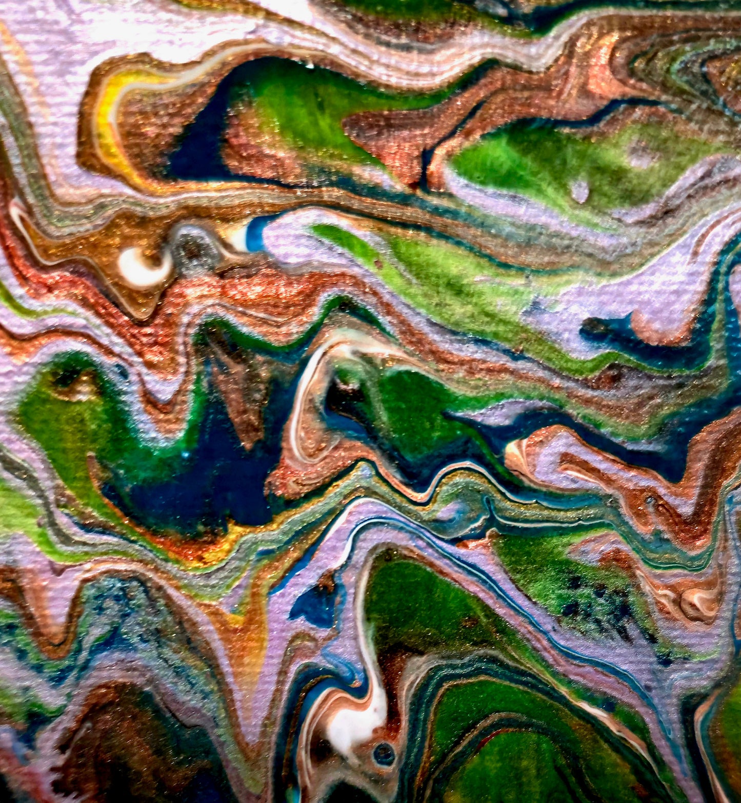 Leśna Symfonia – Obraz Abstrakcyjny Pouring Art (30cm)