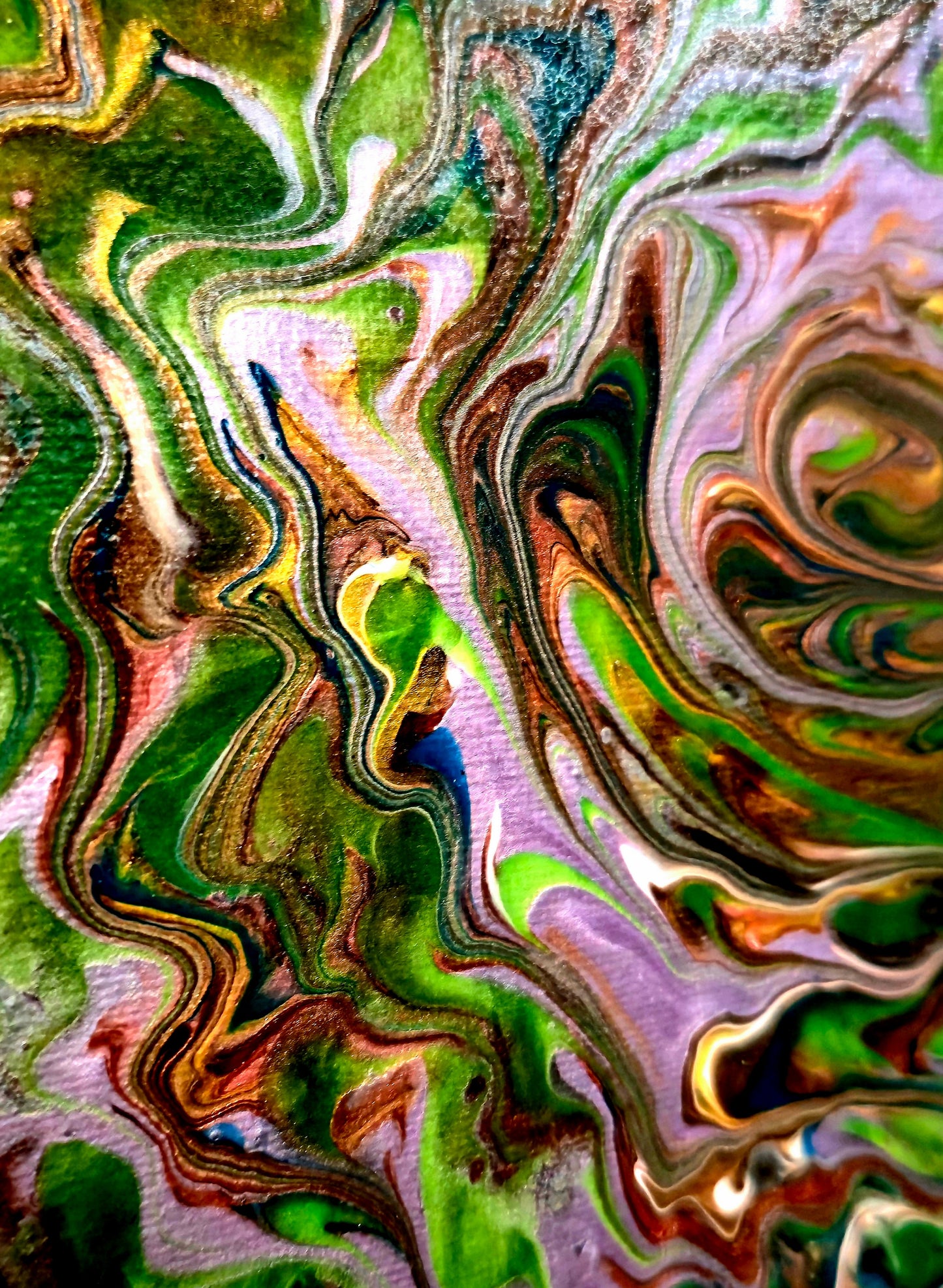 Leśna Symfonia – Obraz Abstrakcyjny Pouring Art (30cm)