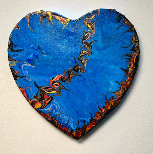 Błękitny Spokój – Obraz Abstrakcyjny Serce (30cm)