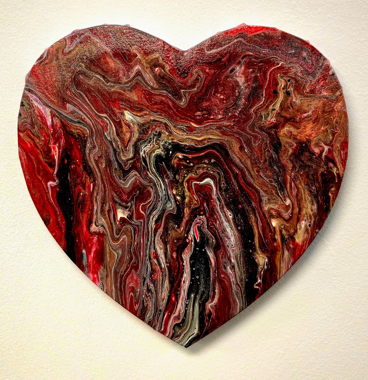 Rubinowa Pasja – Obraz Abstrakcyjny Serce (30cm)