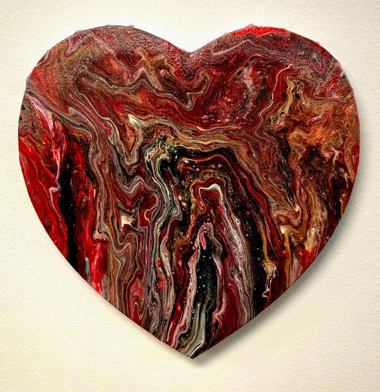 Rubinowa Pasja – Obraz Abstrakcyjny Serce (30cm)