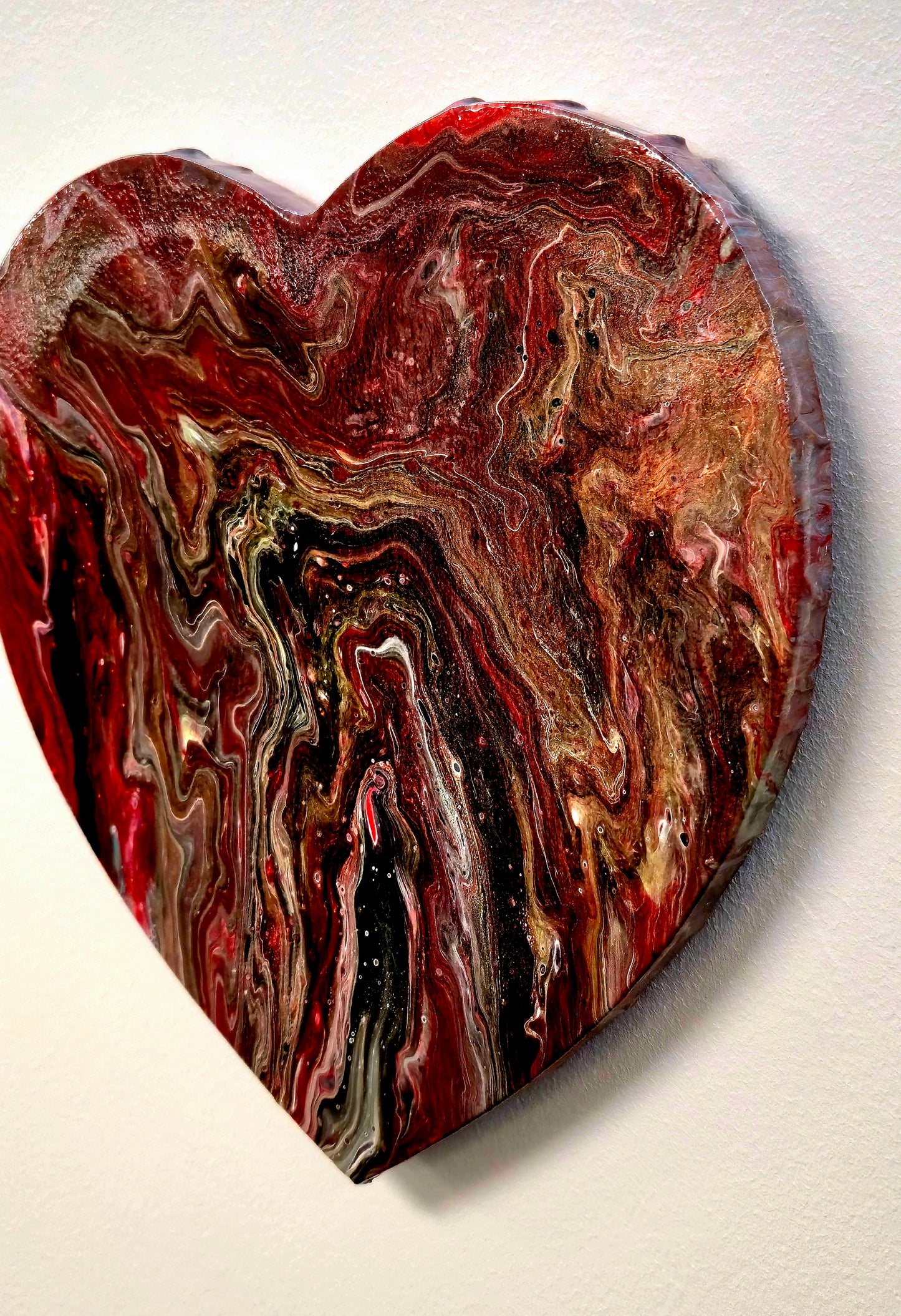 Rubinowa Pasja – Obraz Abstrakcyjny Serce (30cm)