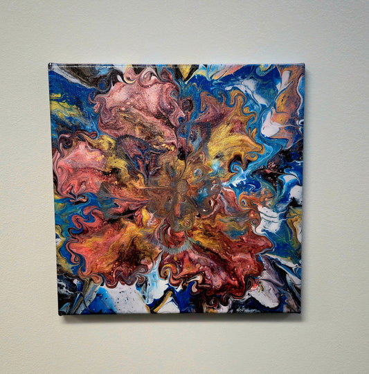 Różana Burza – Obraz Abstrakcyjny (30x30cm)