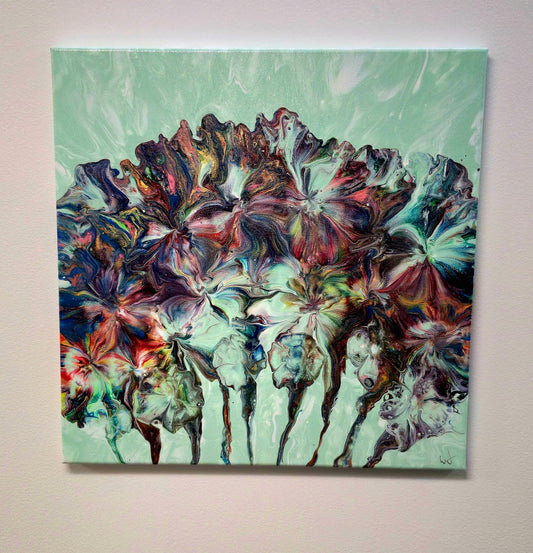 Kwiatowy Ogród dla Mojej Żony – Obraz Abstrakcyjny (40x40cm)