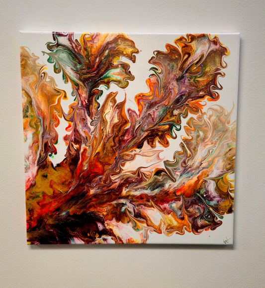 Jesienny Taniec – Obraz Abstrakcyjny (40x40cm)