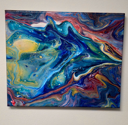 Oceaniczny Taniec – Obraz Abstrakcyjny (25x30cm)