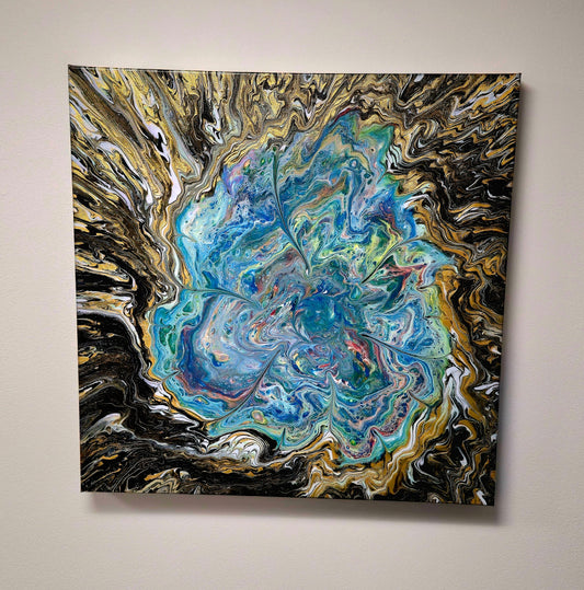 Turkusowa Mandala – Obraz Abstrakcyjny (50x50cm)