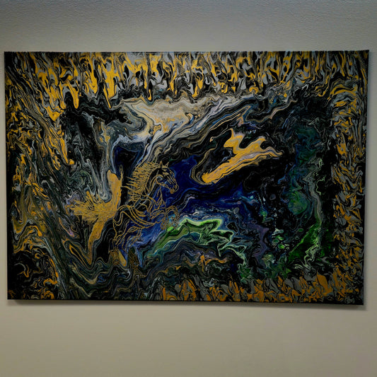 Ognisty Koń – Obraz Abstrakcyjny Pouring Art 70x100 cm