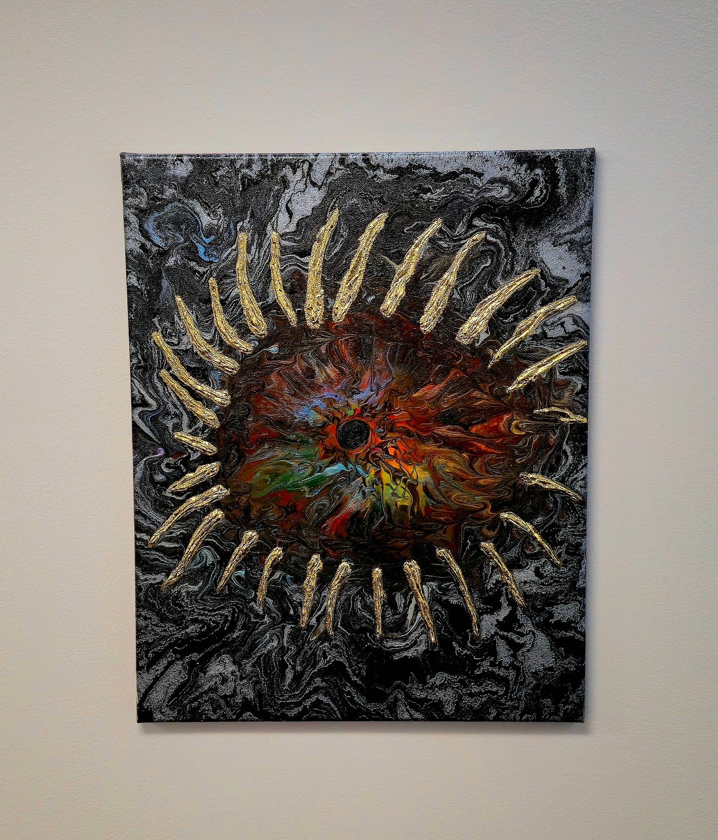 Oko Wszechświata – Obraz Abstrakcyjny Pouring Art 40x50 cm