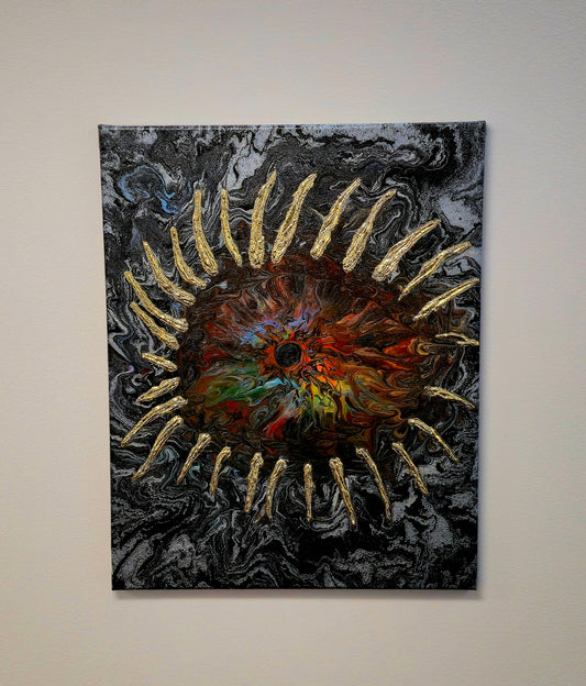 Oko Wszechświata – Obraz Abstrakcyjny Pouring Art 40x50 cm