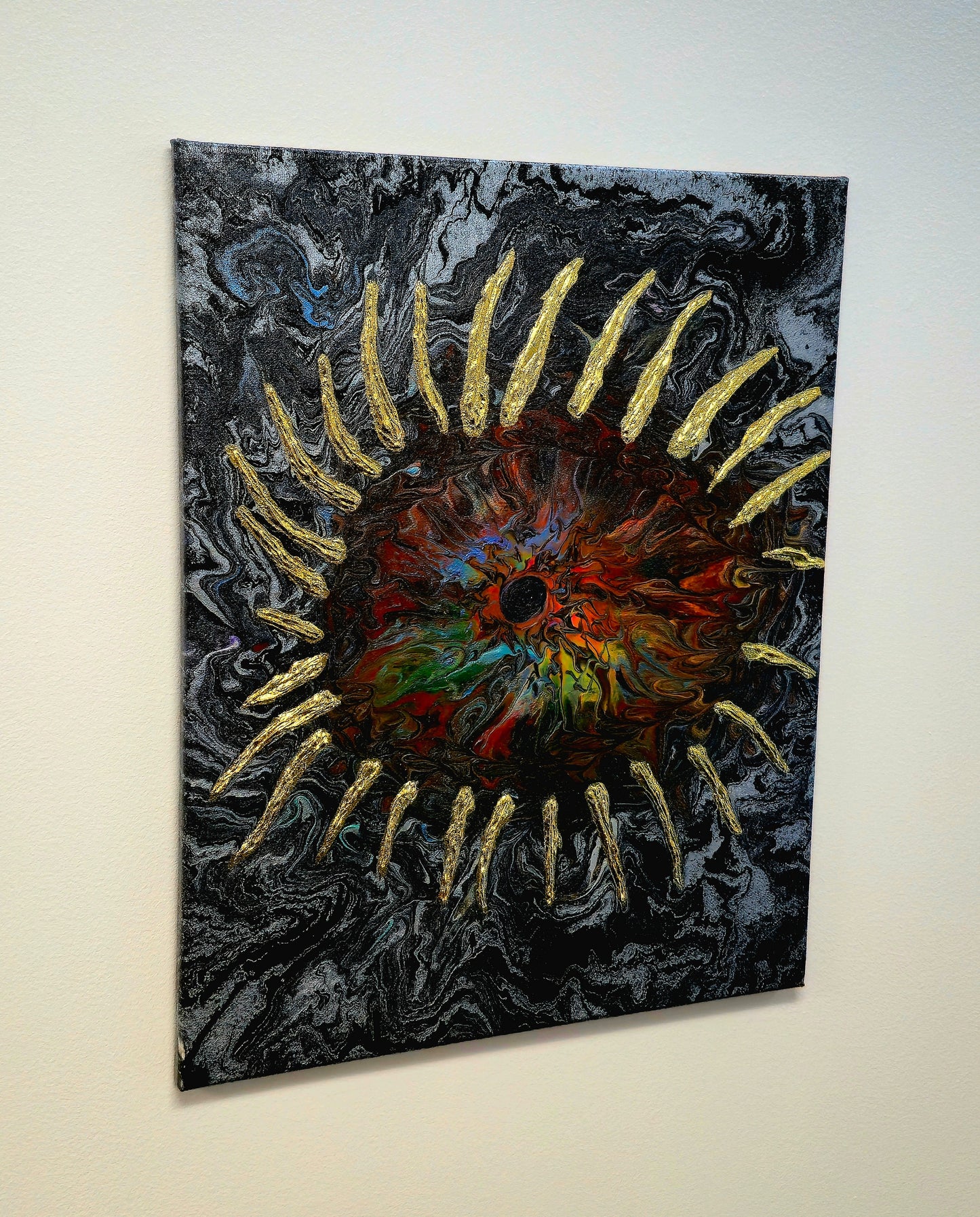 Oko Wszechświata – Obraz Abstrakcyjny Pouring Art 40x50 cm