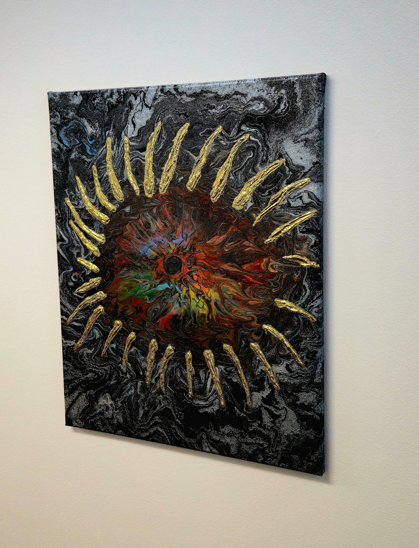 Oko Wszechświata – Obraz Abstrakcyjny Pouring Art 40x50 cm