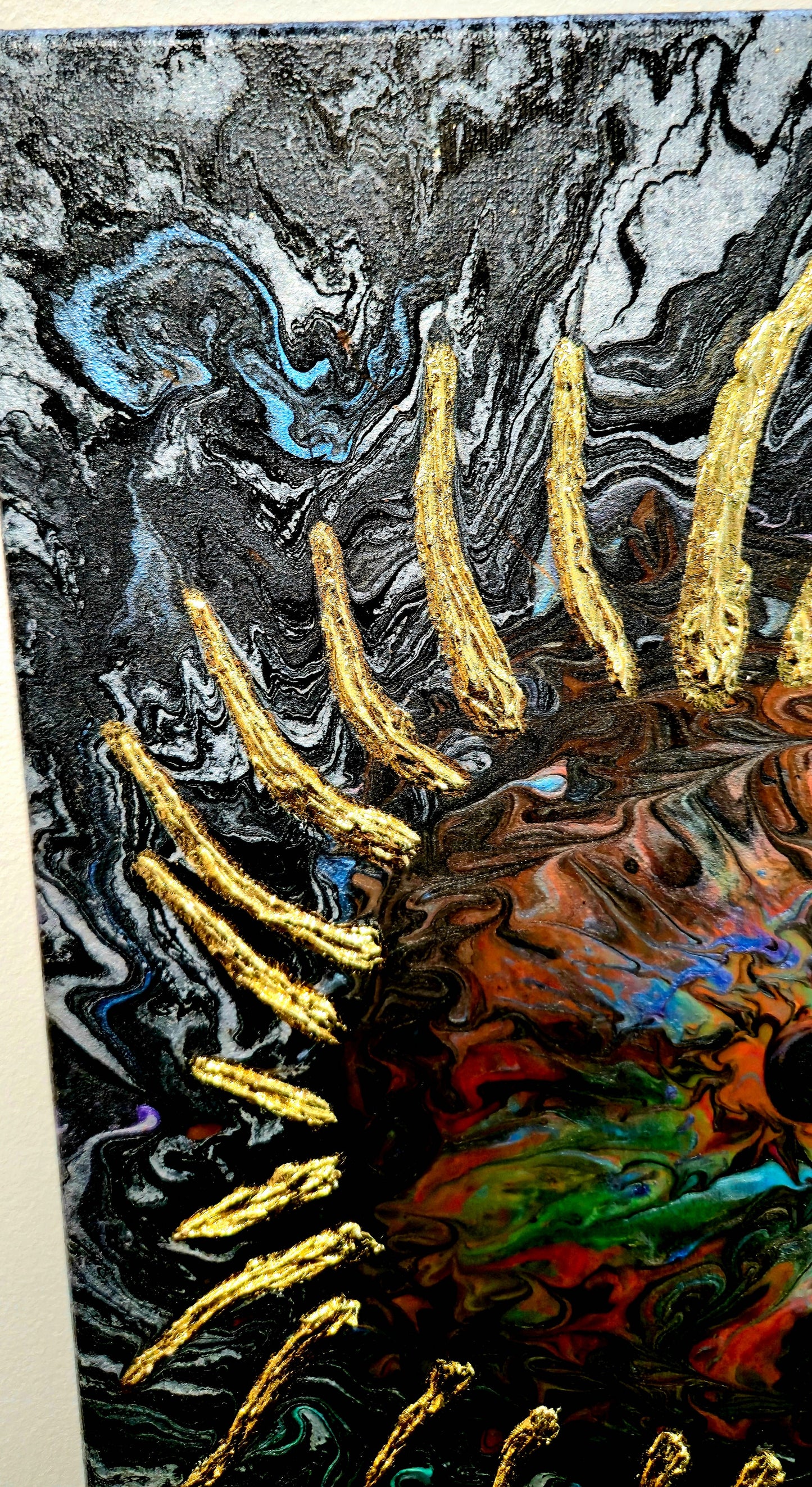 Oko Wszechświata – Obraz Abstrakcyjny Pouring Art 40x50 cm