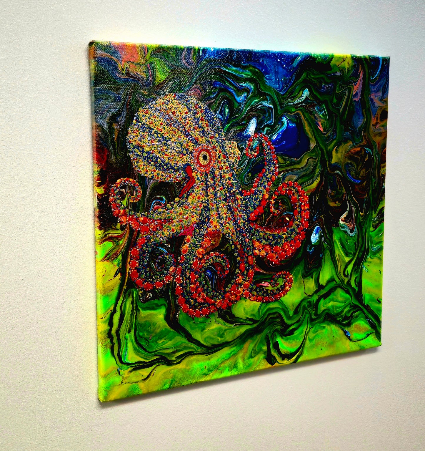 Strażniczka Głębin – Obraz Abstrakcyjny Ośmiornica 40x40 cm