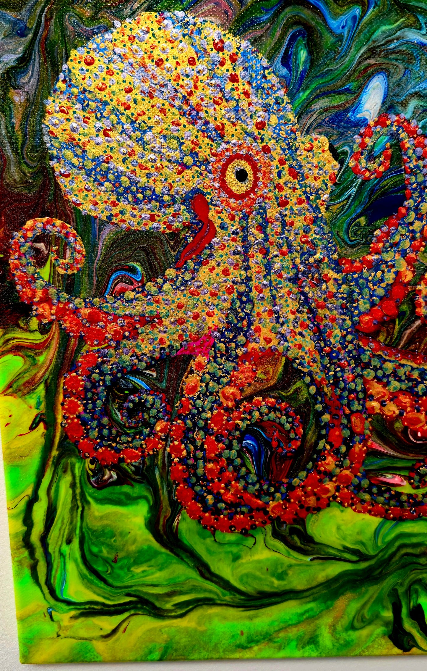 Strażniczka Głębin – Obraz Abstrakcyjny Ośmiornica 40x40 cm