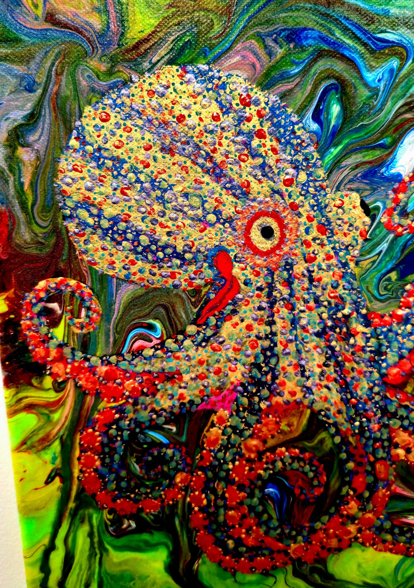 Strażniczka Głębin – Obraz Abstrakcyjny Ośmiornica 40x40 cm