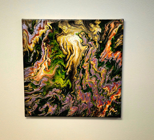 Żywa Materia – Obraz Abstrakcyjny Pouring Art 40x40 cm