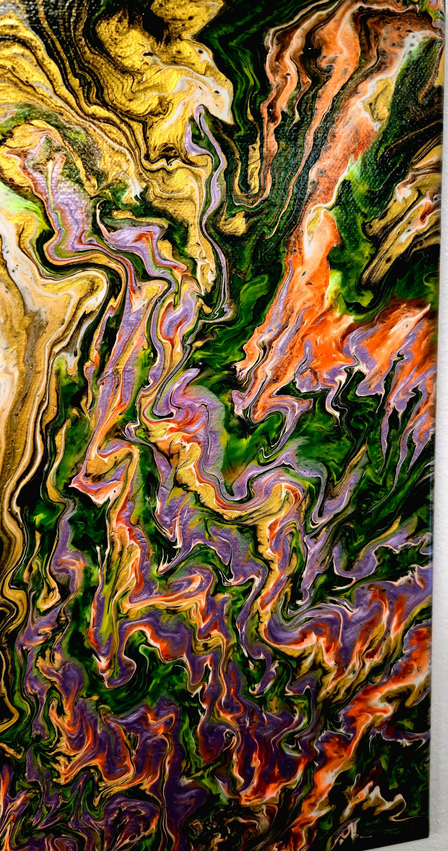 Żywa Materia – Obraz Abstrakcyjny Pouring Art 40x40 cm