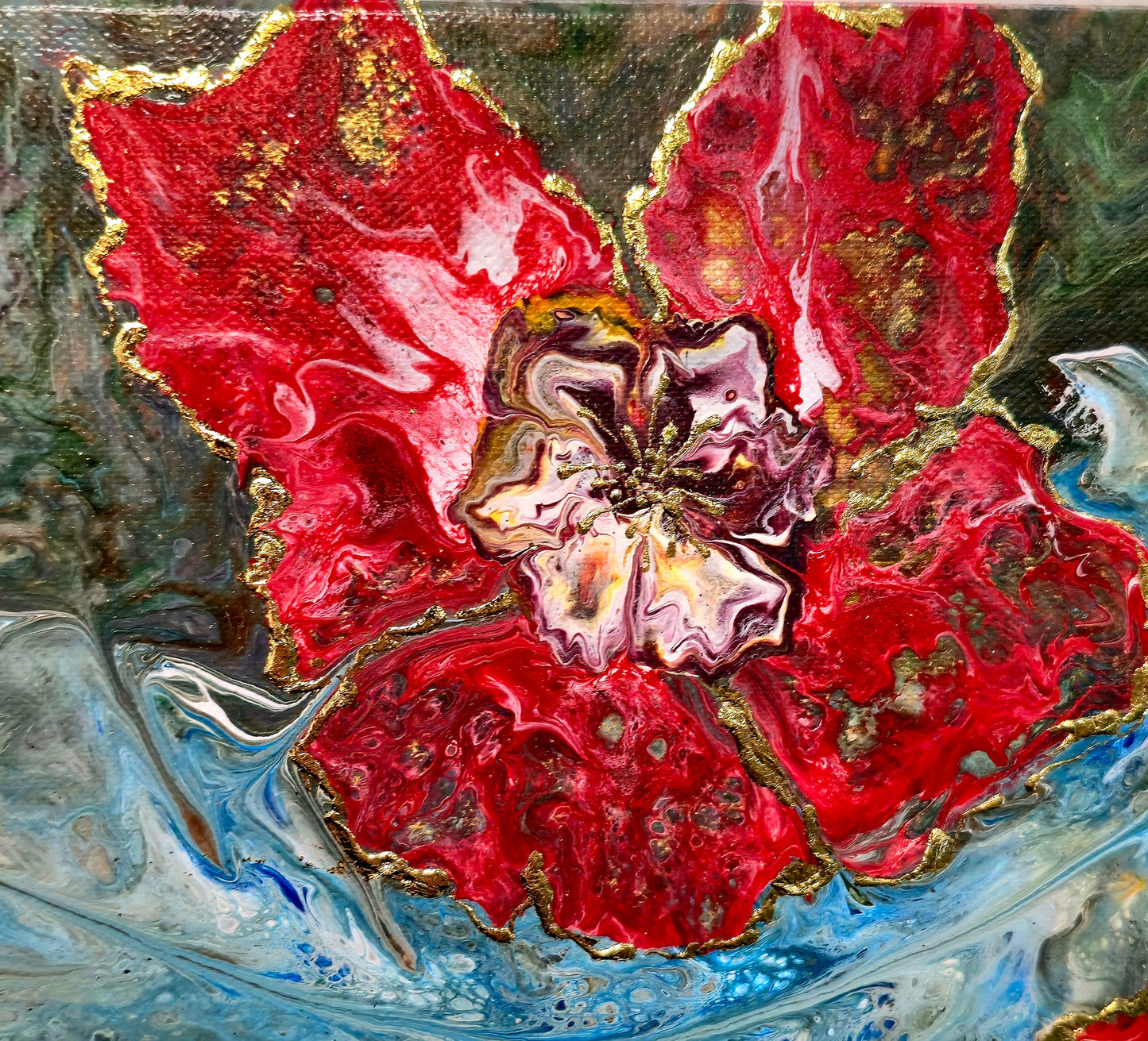 Wróżka Kwiatów – Obraz Abstrakcyjny Pouring Art 40x40 cm