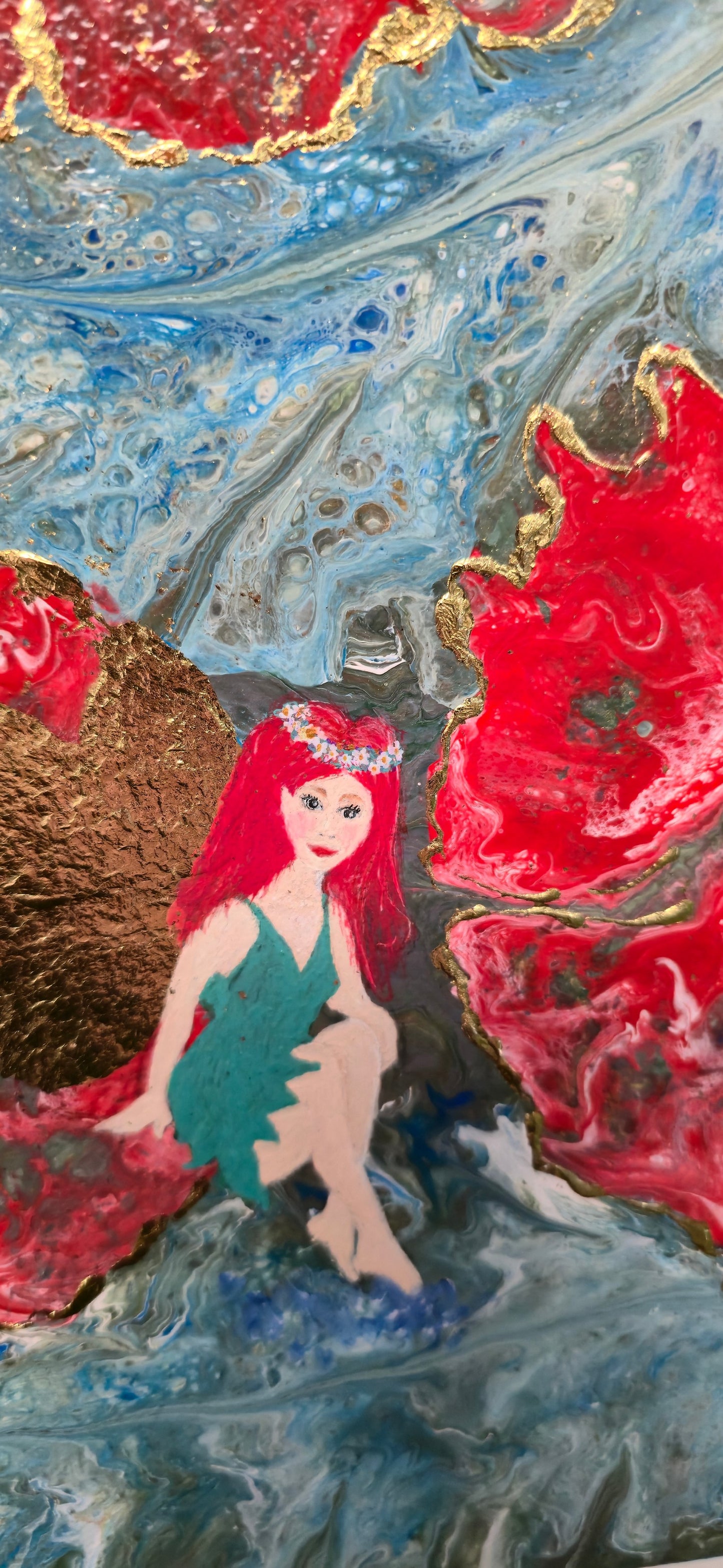 Wróżka Kwiatów – Obraz Abstrakcyjny Pouring Art 40x40 cm