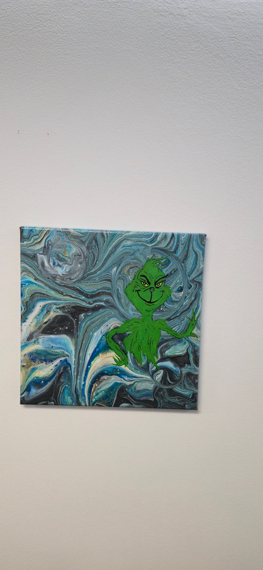 Zielony Łobuziak – Obraz Abstrakcyjny Grinch 30x30 cm
