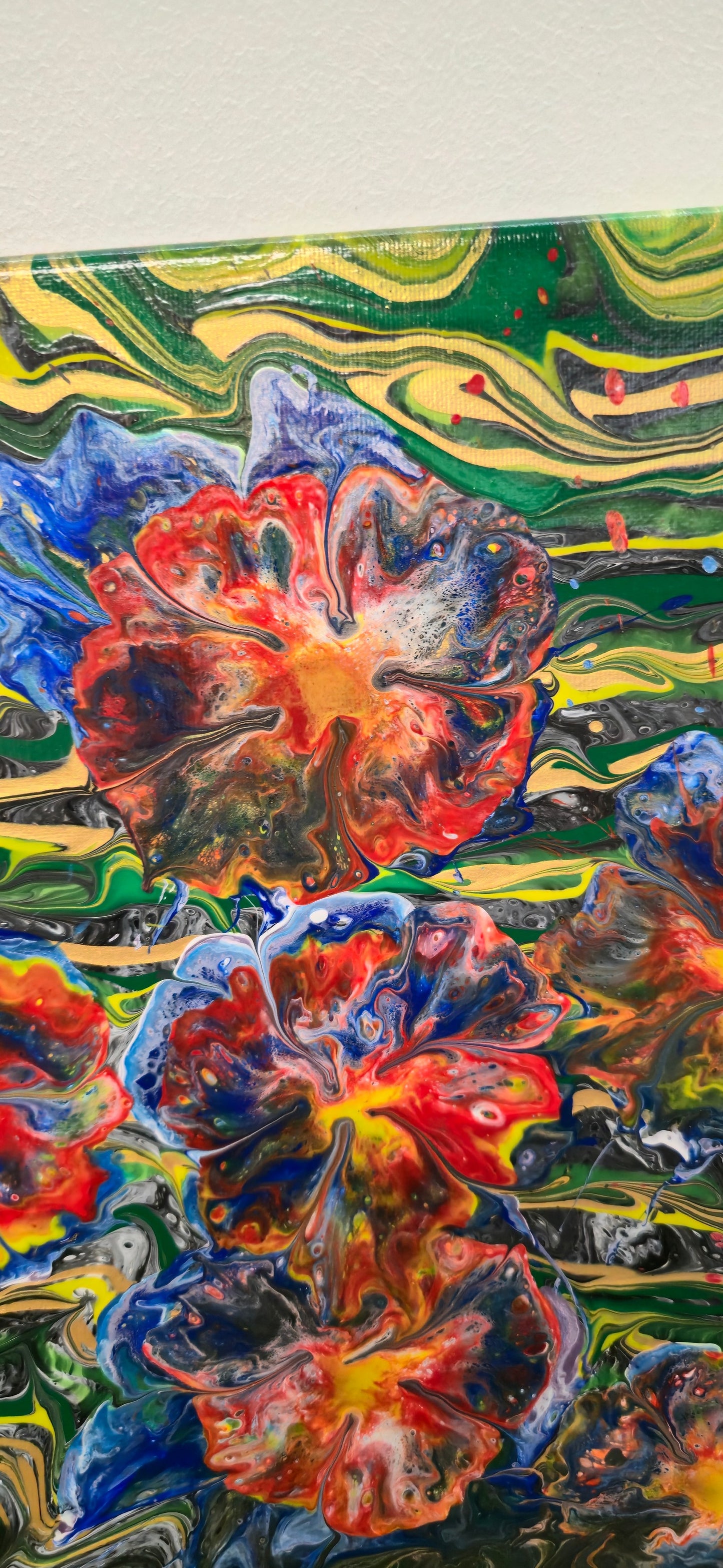 Ogród na Falach – Obraz Abstrakcyjny Pouring Art 40x50 cm