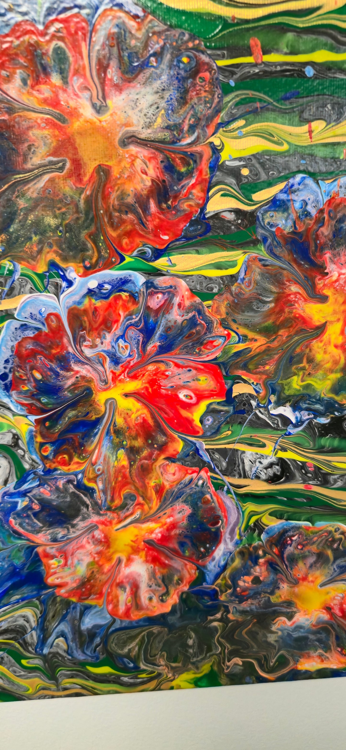 Ogród na Falach – Obraz Abstrakcyjny Pouring Art 40x50 cm