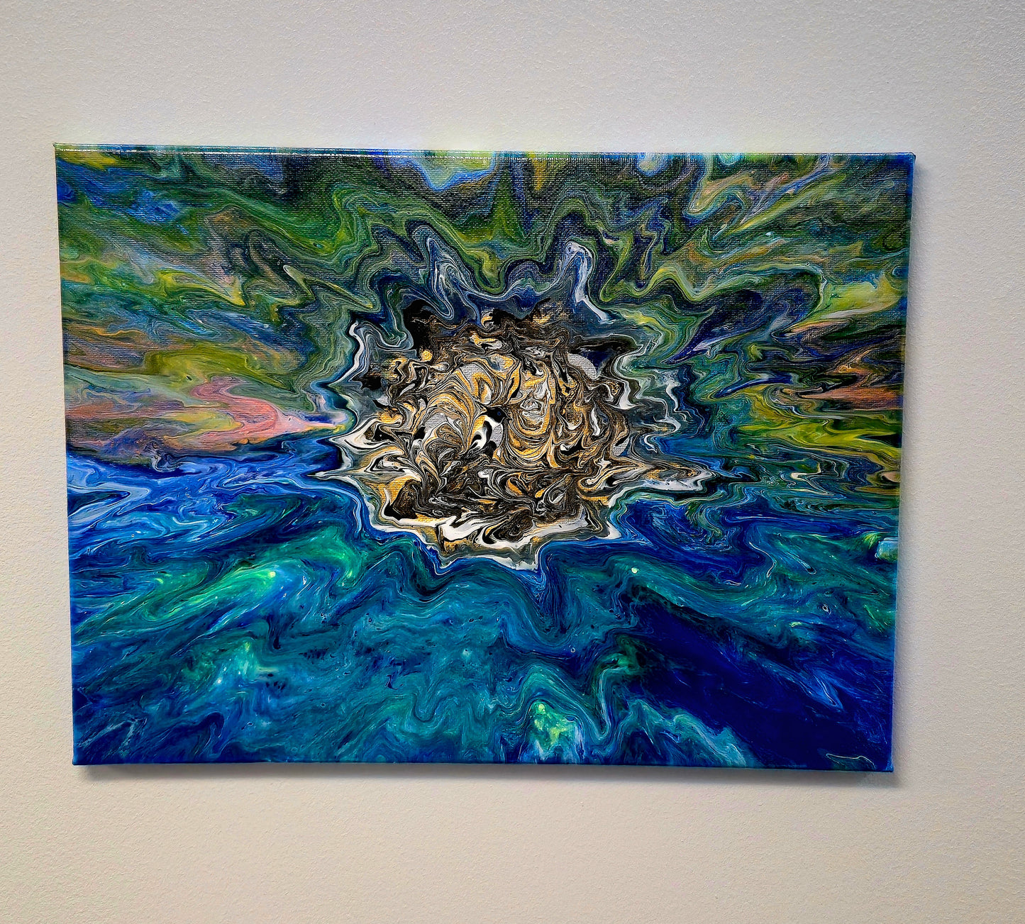 Nadzieja w Kosmosie – Obraz Abstrakcyjny Pouring Art 40x50 cm