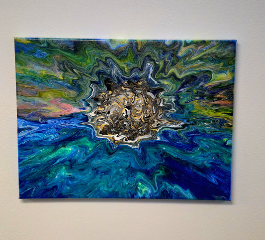 Nadzieja w Kosmosie – Obraz Abstrakcyjny Pouring Art 40x50 cm