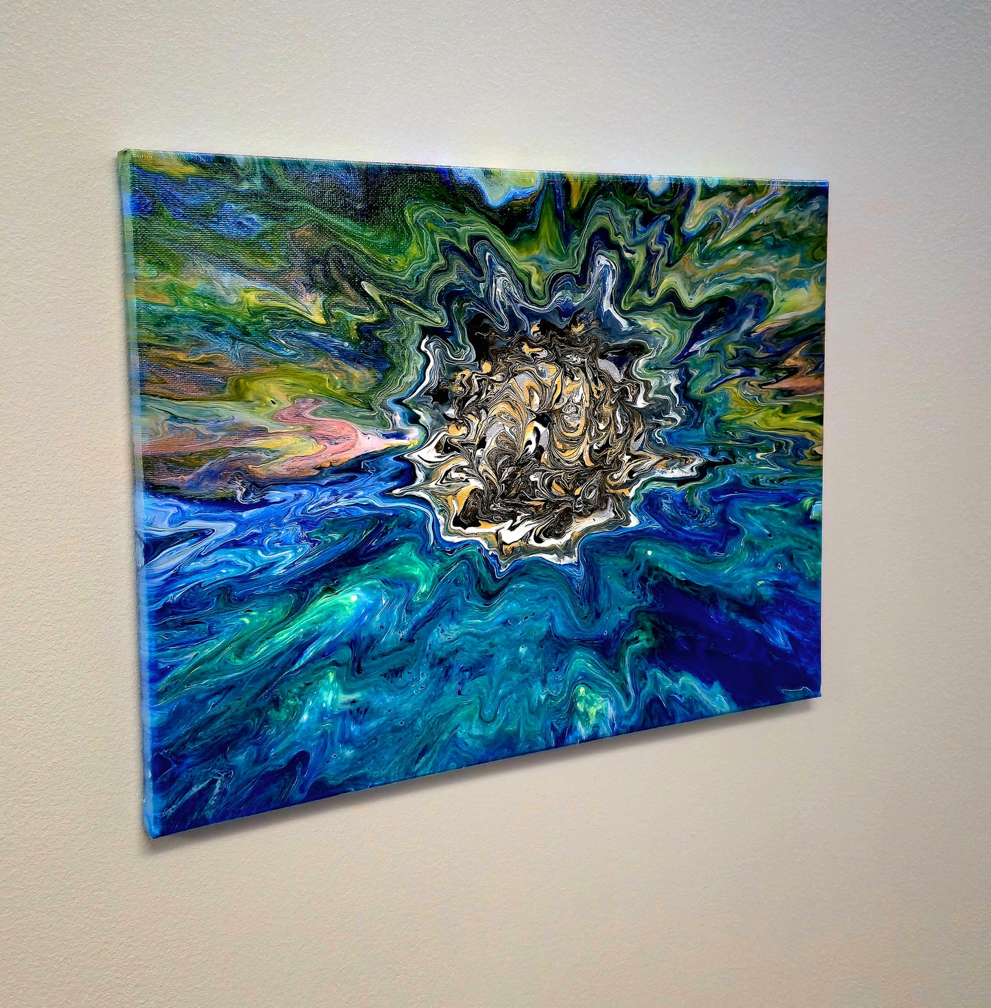 Nadzieja w Kosmosie – Obraz Abstrakcyjny Pouring Art 40x50 cm