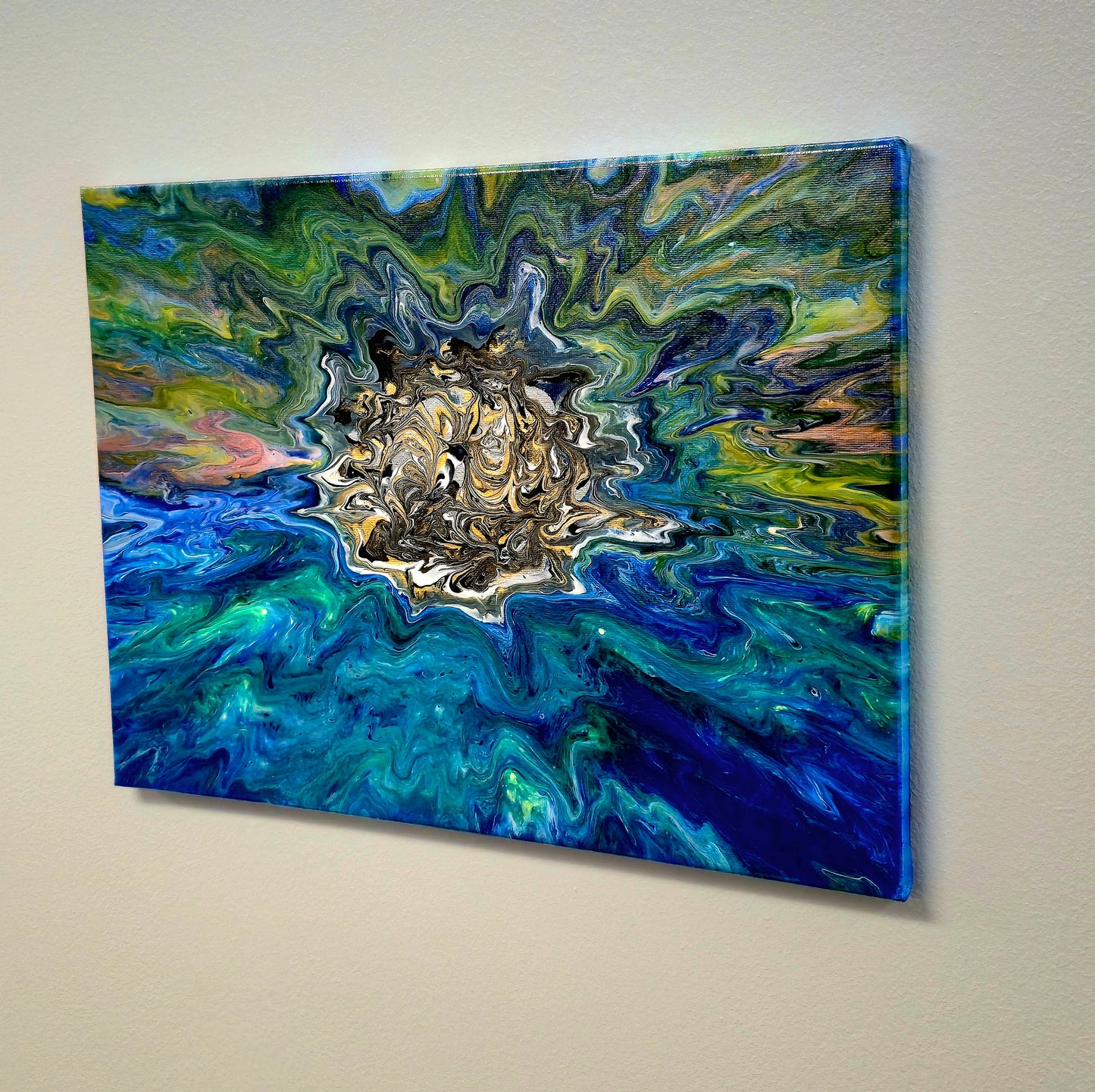 Nadzieja w Kosmosie – Obraz Abstrakcyjny Pouring Art 40x50 cm