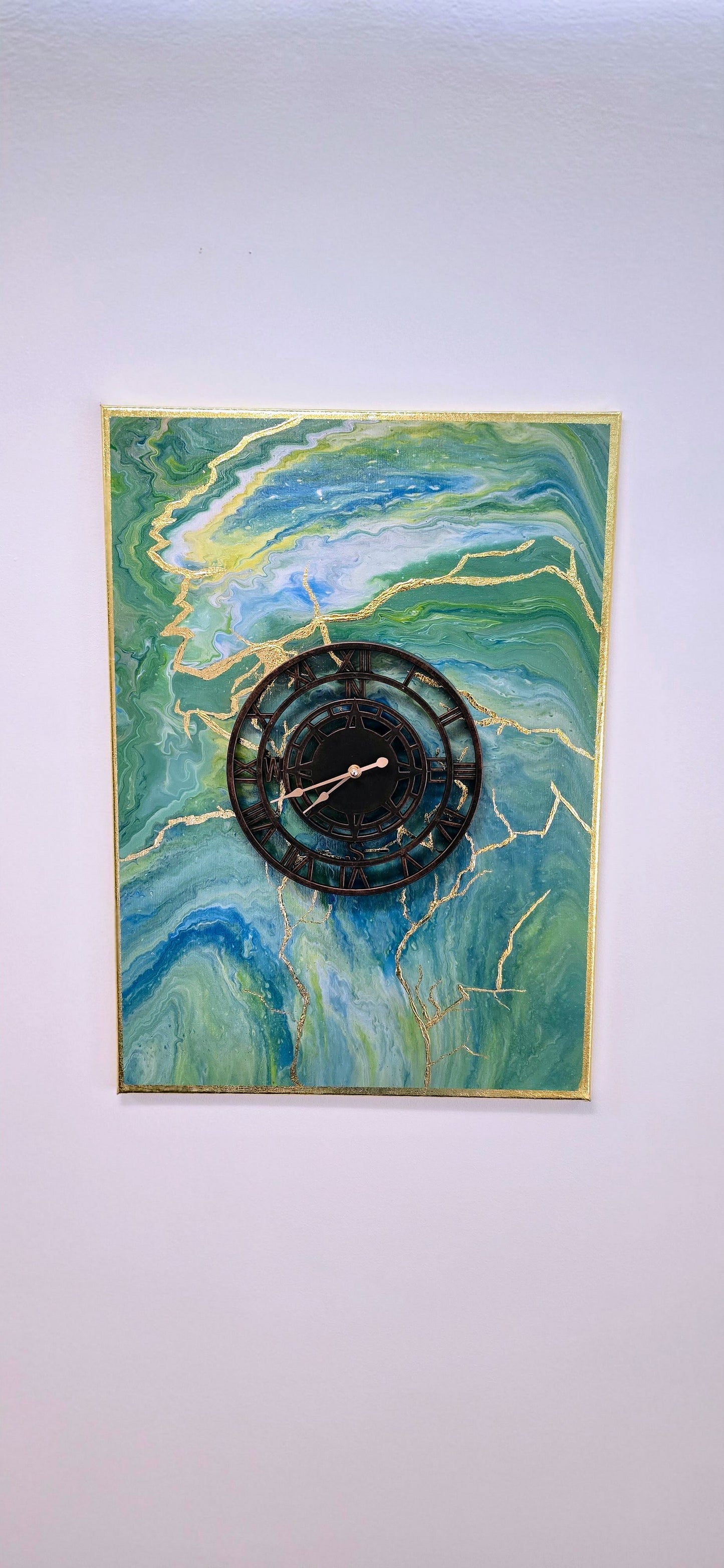 Czas Płynie – Obraz z Zegarem Pouring Art 50x70 cm