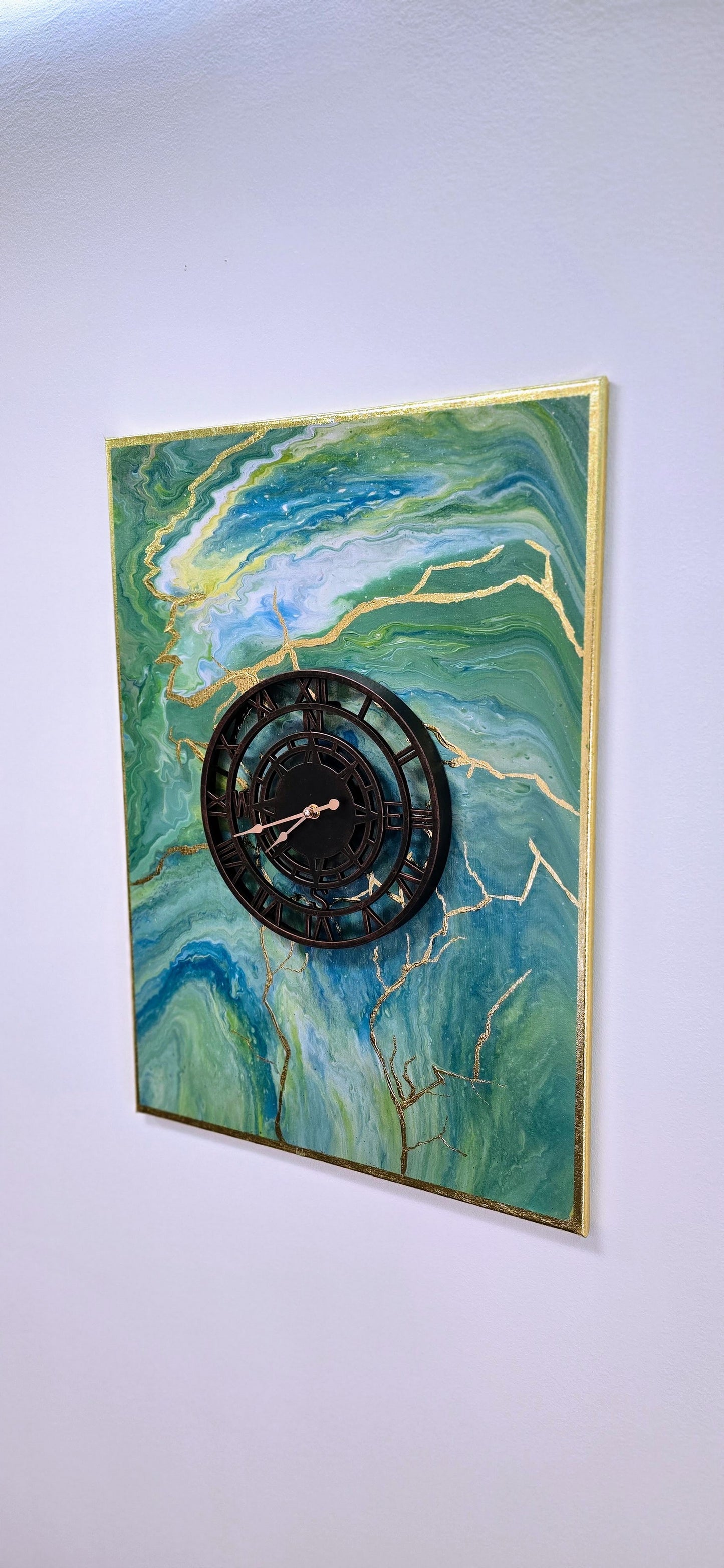 Czas Płynie – Obraz z Zegarem Pouring Art 50x70 cm