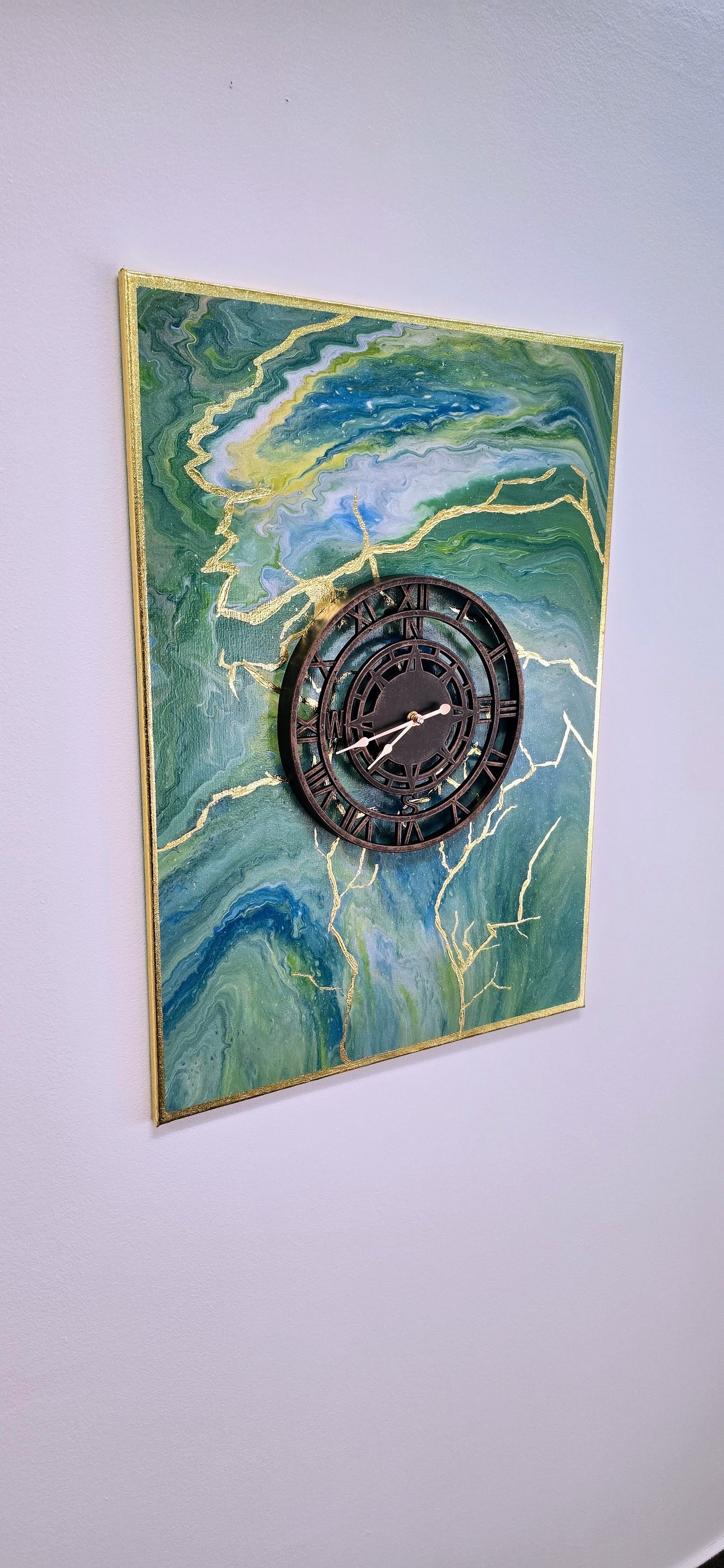 Czas Płynie – Obraz z Zegarem Pouring Art 50x70 cm