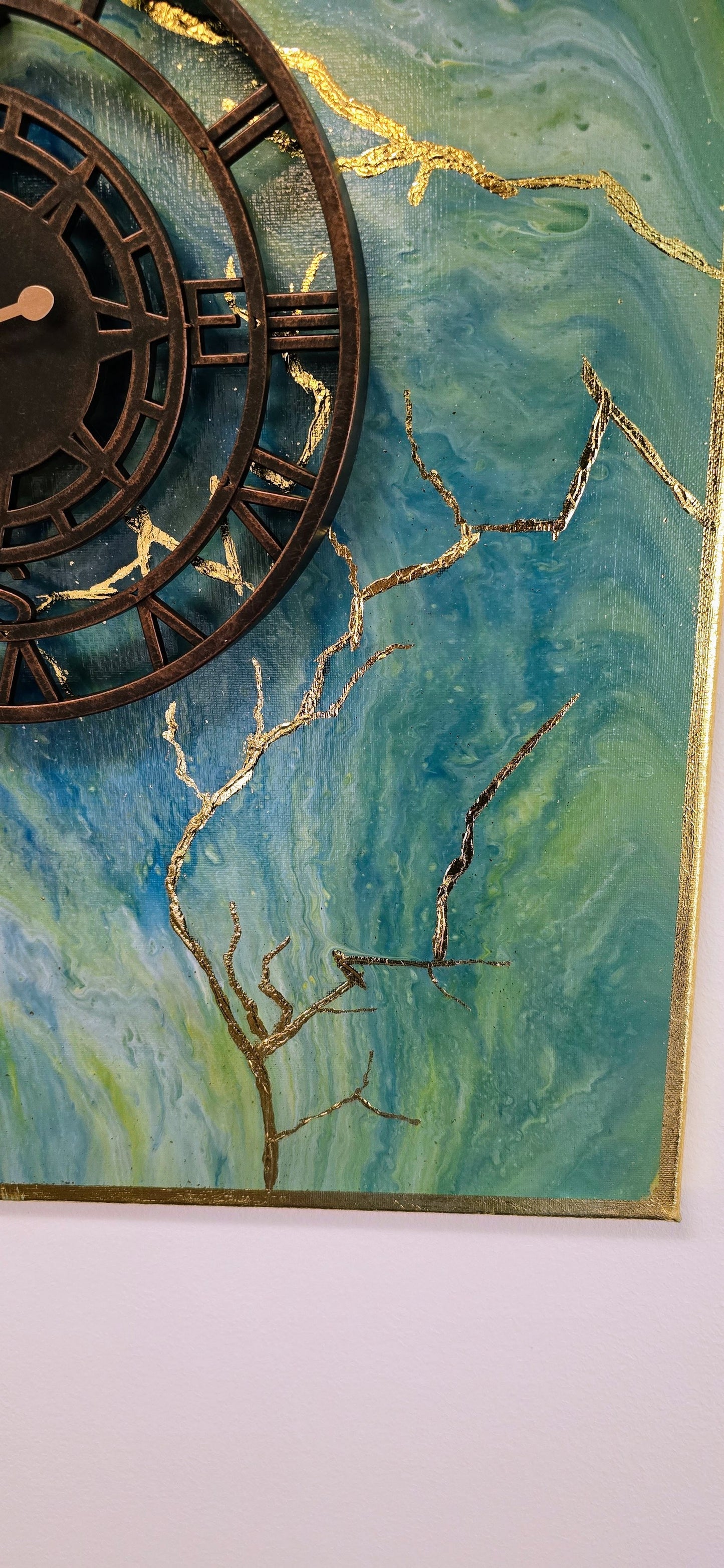 Czas Płynie – Obraz z Zegarem Pouring Art 50x70 cm