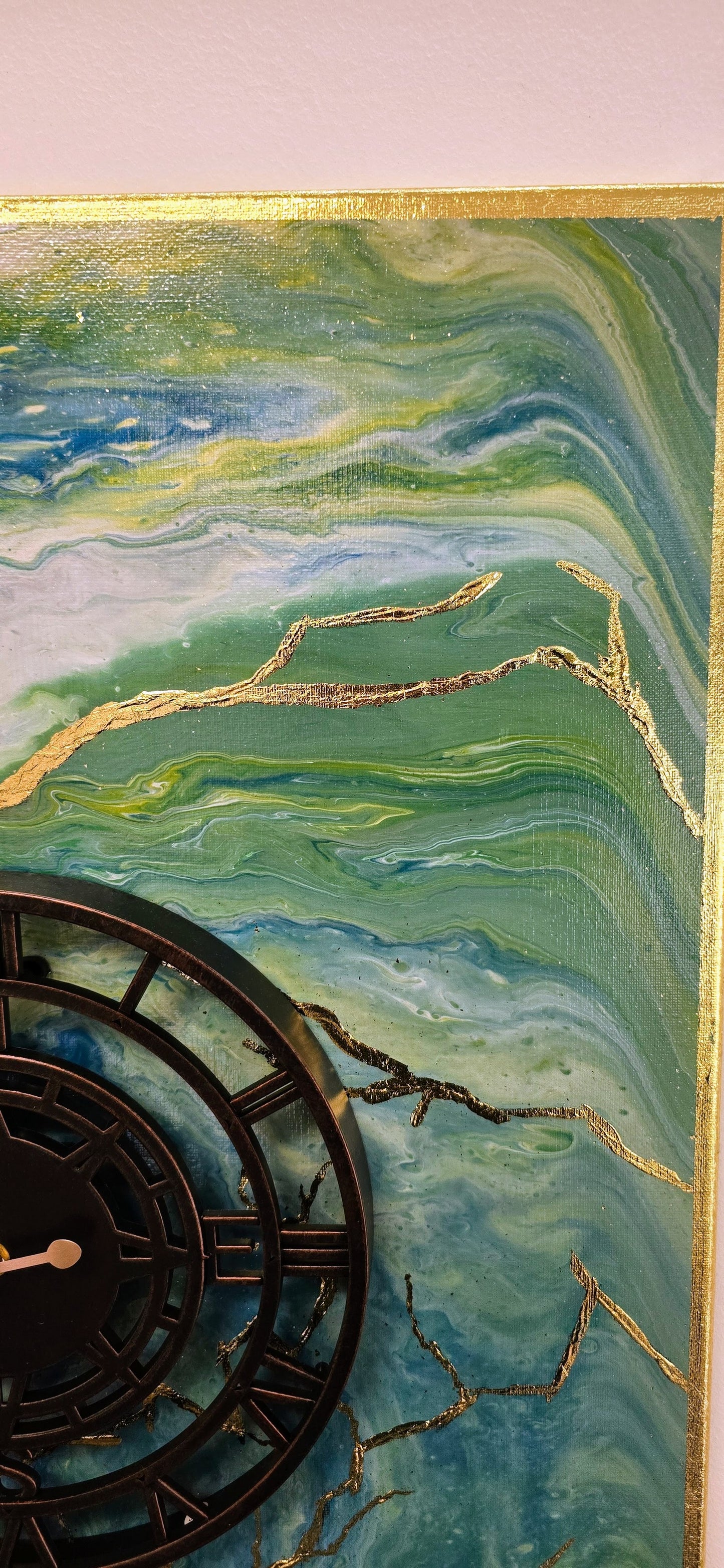 Czas Płynie – Obraz z Zegarem Pouring Art 50x70 cm