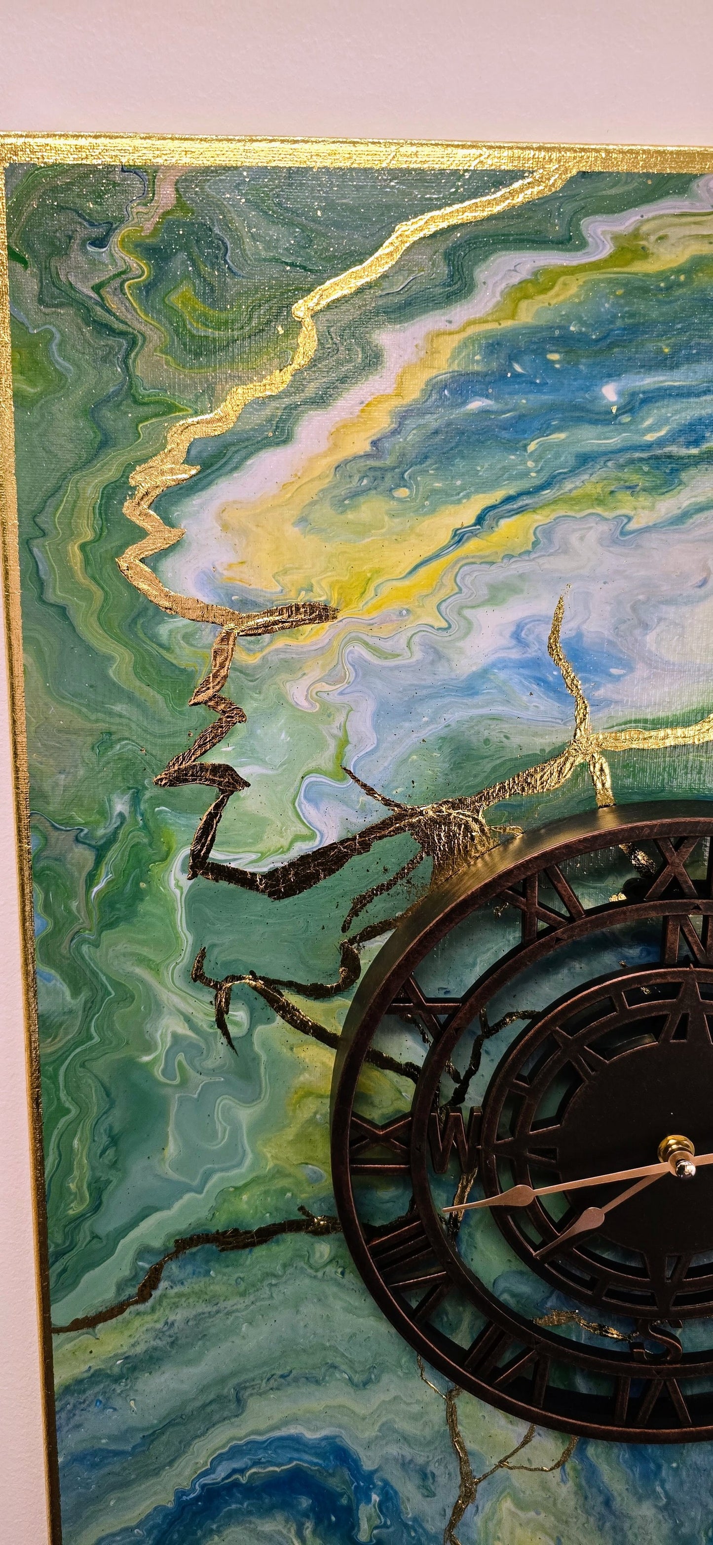 Czas Płynie – Obraz z Zegarem Pouring Art 50x70 cm