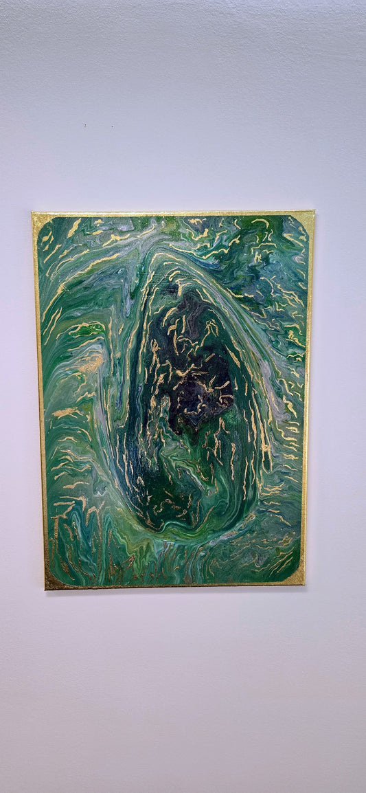 Serce Lasu – Obraz Abstrakcyjny Pouring Art 50x70 cm