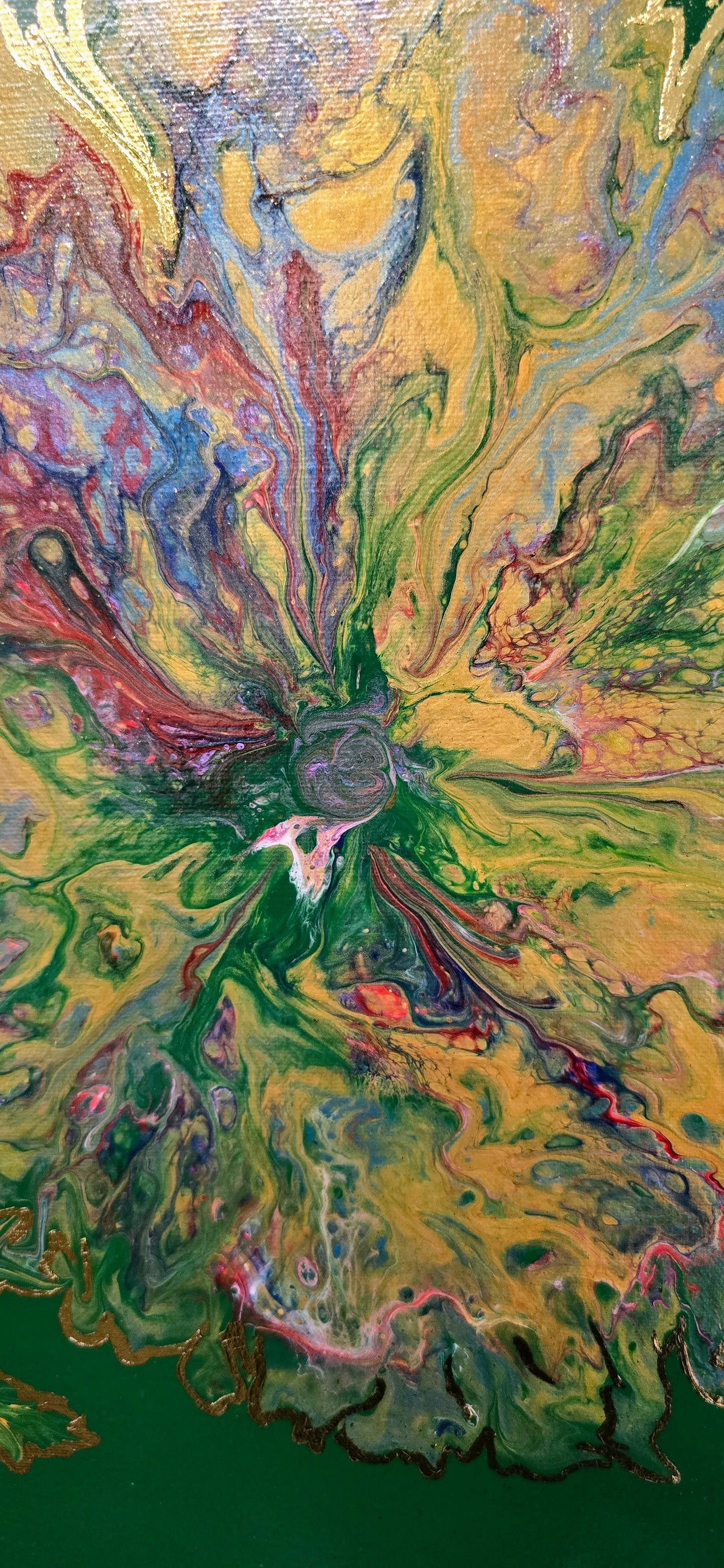 Kwiat Dżungli – Obraz Abstrakcyjny Pouring Art 40x50 cm